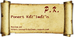 Ponert Kálmán névjegykártya